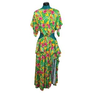 REBDOLLS Tropical Floral Print Waist Cutout Dress